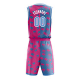 Custom Pink Light Blue Split Basketball Jersey