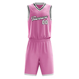 Custom Pink White Solid Color Basketball Jersey