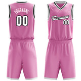 Custom Pink White Solid Color Basketball Jersey