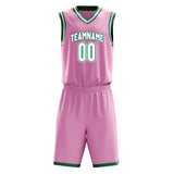 Custom Pink White Solid Color Basketball Jersey