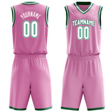 Custom Pink White Solid Color Basketball Jersey