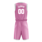 Custom Pink White Solid Color Basketball Jersey