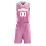 Custom Pink White Solid Color Basketball Jersey