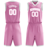 Custom Pink White Solid Color Basketball Jersey