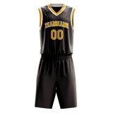 Custom Brown Gold Pinstripe Basketball Jersey