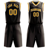 Custom Brown Gold Pinstripe Basketball Jersey