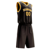 Custom Brown Gold Pinstripe Basketball Jersey