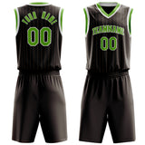 Custom Brown Neon-Green Pinstripe Basketball Jersey