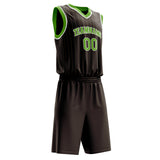 Custom Brown Neon-Green Pinstripe Basketball Jersey