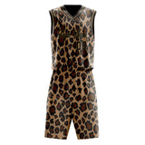 Custom Brown Black Leopard Print Basketball Jersey