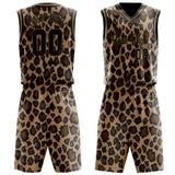 Custom Brown Black Leopard Print Basketball Jersey