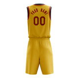 Custom Gold Crimson Solid Color Basketball Jersey