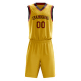 Custom Gold Crimson Solid Color Basketball Jersey