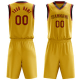 Custom Gold Crimson Solid Color Basketball Jersey