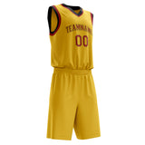 Custom Gold Crimson Solid Color Basketball Jersey