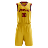 Custom Gold Crimson Solid Color Basketball Jersey