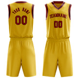 Custom Gold Crimson Solid Color Basketball Jersey