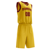 Custom Gold Crimson Solid Color Basketball Jersey