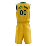 Custom Gold Kelly Green Pinstripe Basketball Jersey