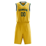 Custom Gold Kelly Green Pinstripe Basketball Jersey