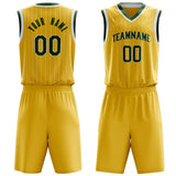 Custom Gold Kelly Green Pinstripe Basketball Jersey