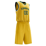 Custom Gold Kelly Green Pinstripe Basketball Jersey