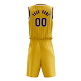 Custom Gold Purple Pinstripe Basketball Jersey