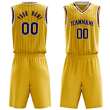 Custom Gold Purple Pinstripe Basketball Jersey