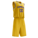 Custom Gold Purple Pinstripe Basketball Jersey