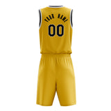 Custom Gold Black Solid Color Basketball Jersey