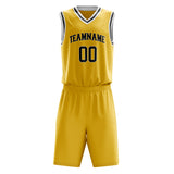 Custom Gold Black Solid Color Basketball Jersey