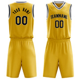 Custom Gold Black Solid Color Basketball Jersey