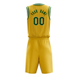 Custom Gold Kelly Green Pinstripe Basketball Jersey