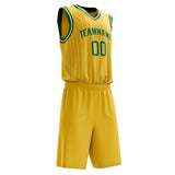 Custom Gold Kelly Green Pinstripe Basketball Jersey