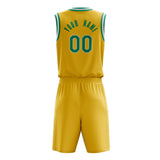 Custom Gold Teal Solid Color Basketball Jersey