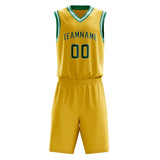 Custom Gold Teal Solid Color Basketball Jersey