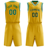 Custom Gold Teal Solid Color Basketball Jersey