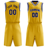 Custom Gold Royal Solid Color Basketball Jersey