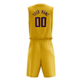 Custom Gold Purple Solid Color Basketball Jersey