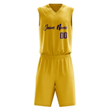 Custom Gold Purple Solid Color Basketball Jersey