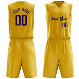 Custom Gold Purple Solid Color Basketball Jersey