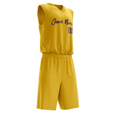 Custom Gold Purple Solid Color Basketball Jersey