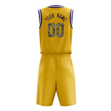 Custom Gold Purple Solid Color Basketball Jersey