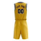 Custom Gold Black Pinstripe Basketball Jersey