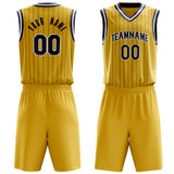 Custom Gold Black Pinstripe Basketball Jersey