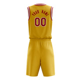 Custom Gold Red Solid Color Basketball Jersey