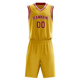 Custom Gold Red Solid Color Basketball Jersey