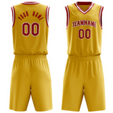 Custom Gold Red Solid Color Basketball Jersey