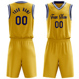 Custom Gold Royal Solid Color Basketball Jersey