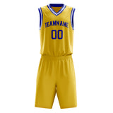 Custom Gold Royal Solid Color Basketball Jersey